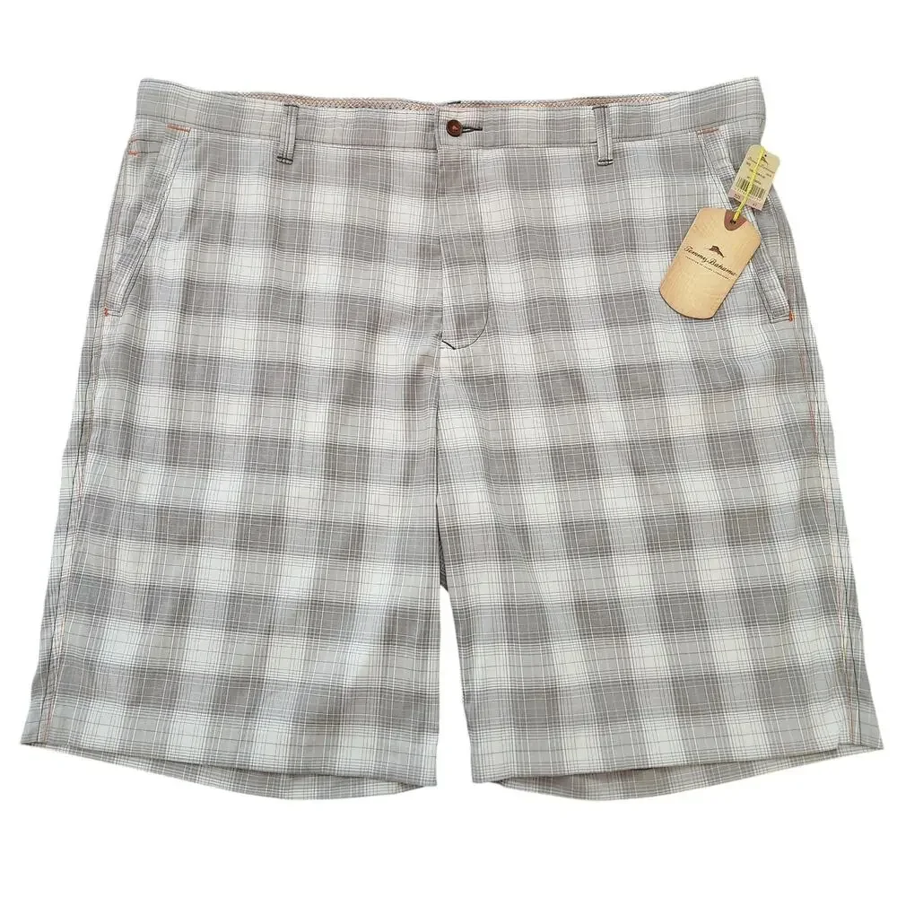 NWT Tommy Bahama Foreshadow Plaid Gray Shorts Size 42